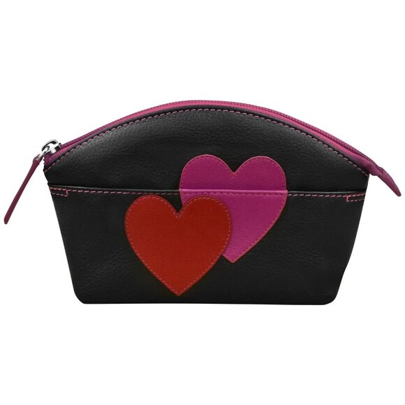 ILI New York Double Heart Cosmetic Case Handbag Bag Black...